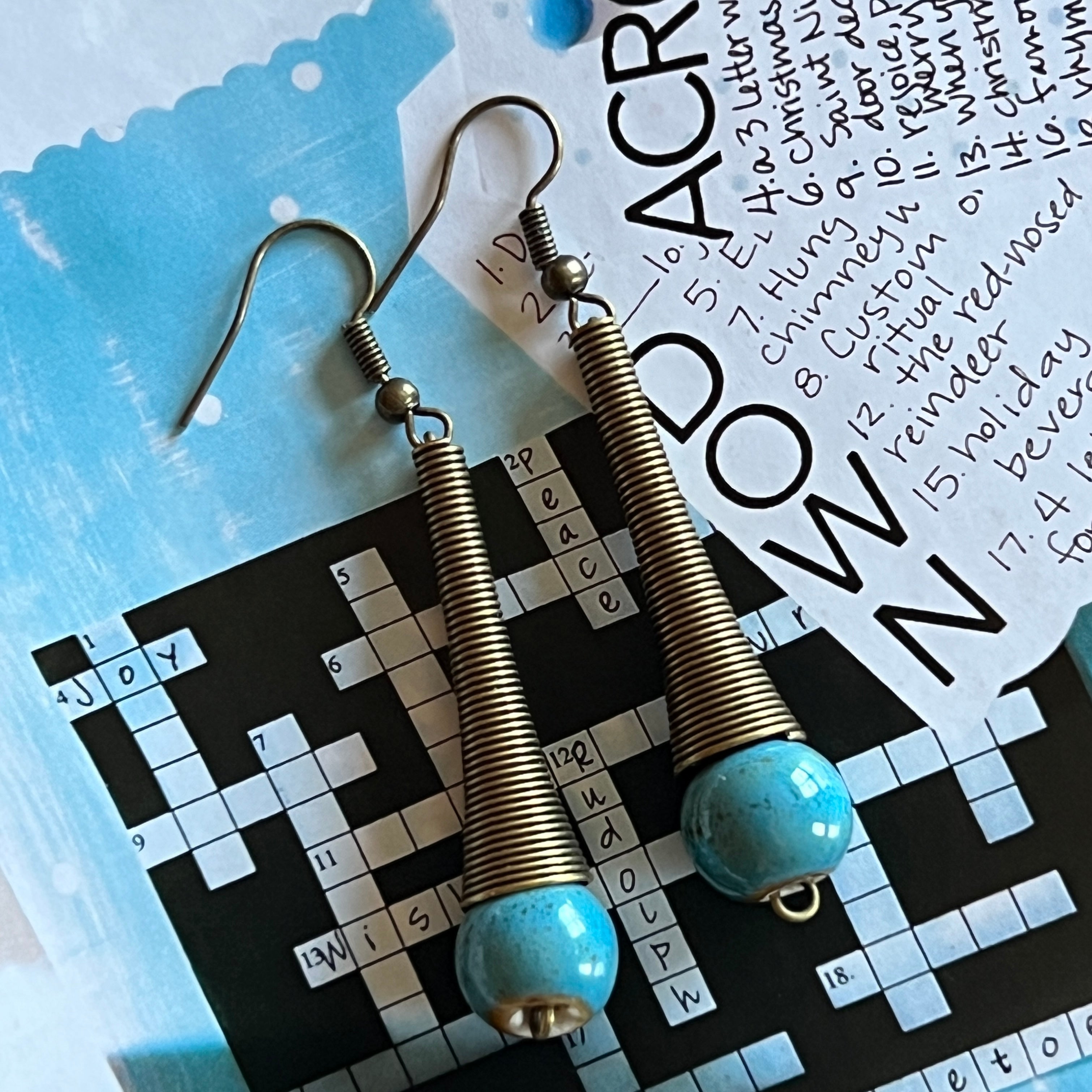 "Spring" Ceramic Bead With Spring Drop Earrings--3 colors