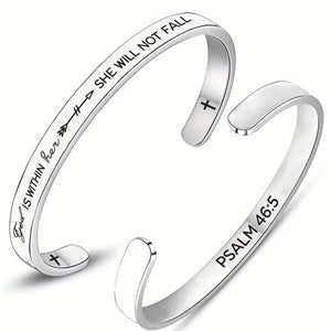 Bible Verse Stainless Steel Laser Engraved Cuff Bracelets