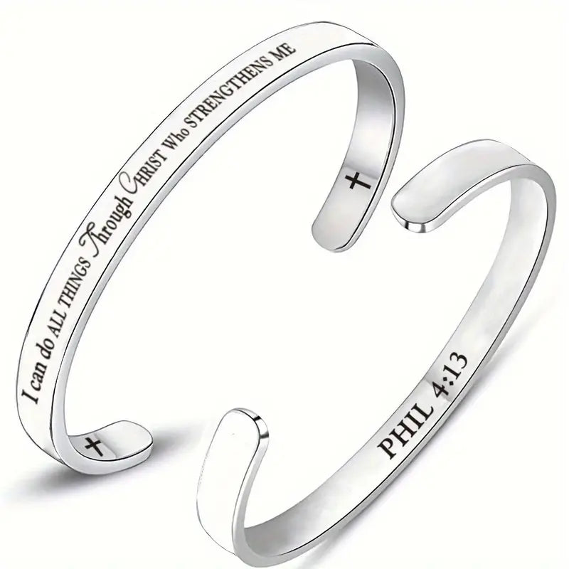 Bible Verse Stainless Steel Laser Engraved Cuff Bracelets