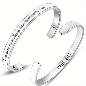 Bible Verse Stainless Steel Laser Engraved Cuff Bracelets
