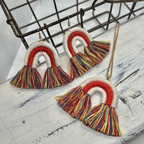 "Rock the Rainbow" Cotton Tassel Rainbow Earrings
