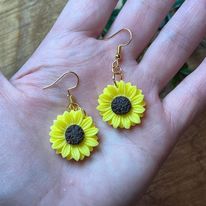 "Sun Drops" Sunflower Drop Statement Earrings