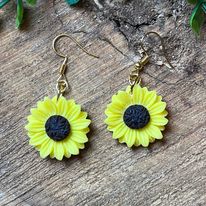 "Sun Drops" Sunflower Drop Statement Earrings
