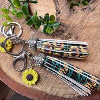 Sunflower Keychain, Handbag Clip Decor -- Handcrafted