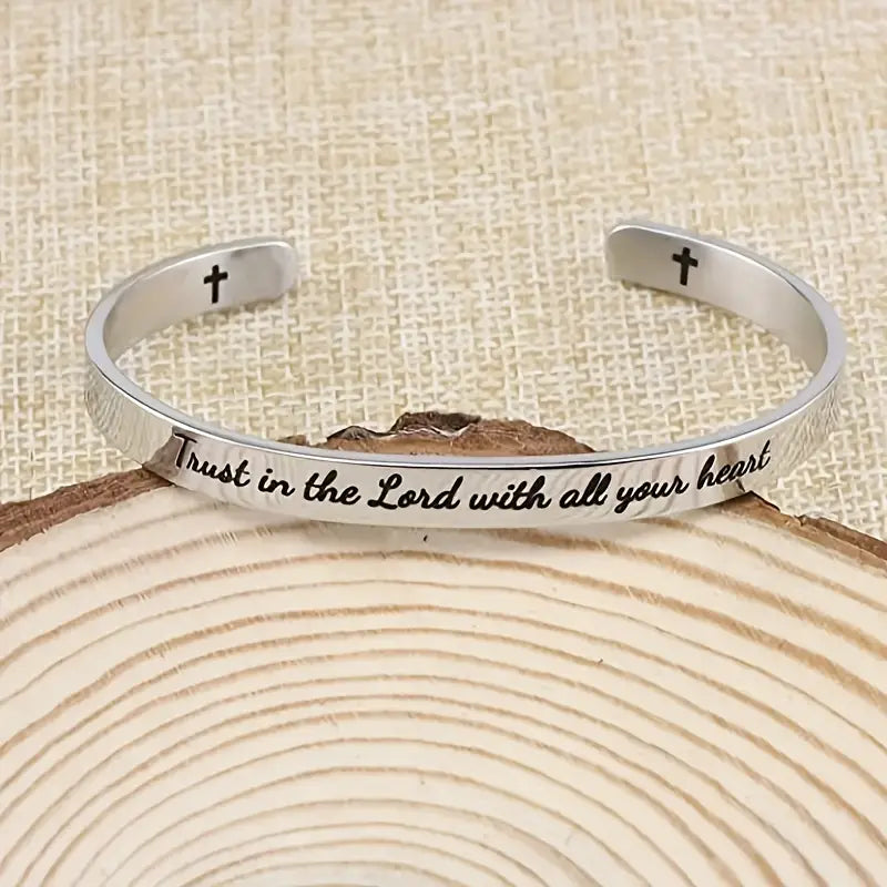 Bible Verse Stainless Steel Laser Engraved Cuff Bracelets