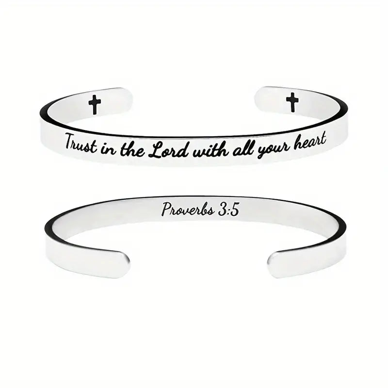 Bible Verse Stainless Steel Laser Engraved Cuff Bracelets