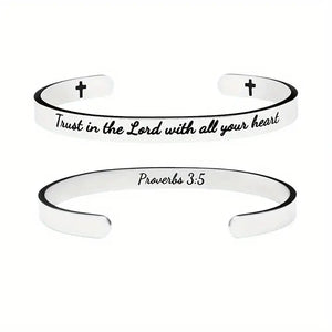 Bible Verse Stainless Steel Laser Engraved Cuff Bracelets
