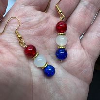 "America" Beaded Drop Earrings--Handcrafted