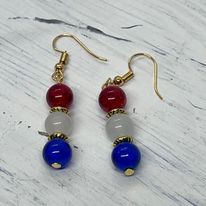 "America" Beaded Drop Earrings--Handcrafted