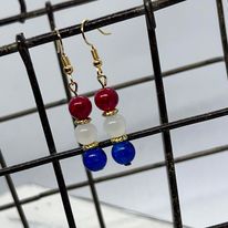 "America" Beaded Drop Earrings--Handcrafted