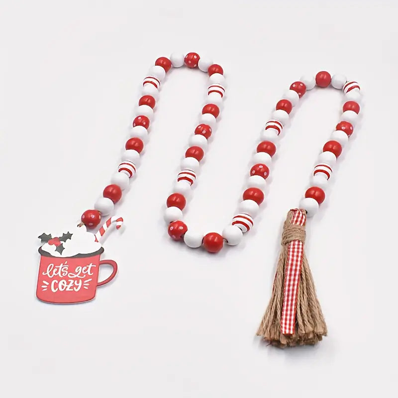 "Let's Get Cozy" Farmhouse Wood Bead Garland