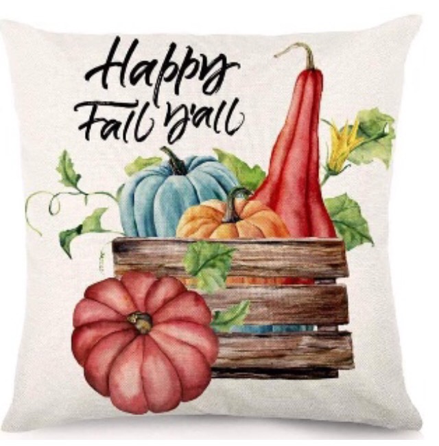 "Happy Fall Y'all" Pumpkins Throw Pillow Cover