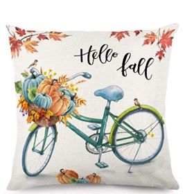 "Hello Fall" Bicycle Throw Pillow Cover