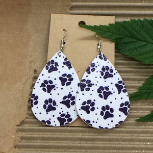 "Pawla" Dog Paw Print Faux Leather Statement Earrings