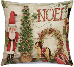 Nutcracker & Toys Vintage-Look Throw Pillow Cover