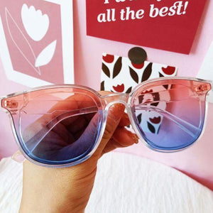 "Sky Blue Pink"  Cat-Eye Retro Fashion Sunglasses--Blue & Pink