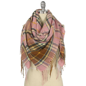"Darcy Lynn" Plaid Blanket Scarf--Pink