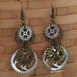 “Steampunk” Gear Boho Chic Earrings