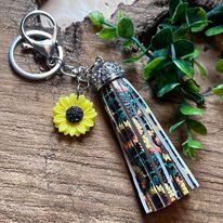 Sunflower Keychain, Handbag Clip Decor -- Handcrafted