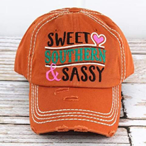 "Sweet Southern & Sassy" Vintage Embroidered Baseball Cap--Orange