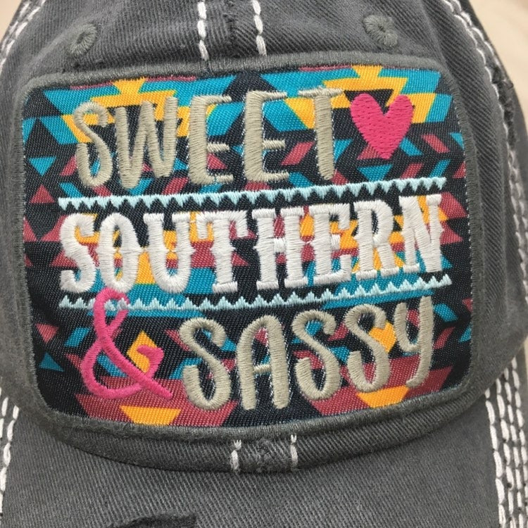 "Sweet Southern & Sassy" Vintage Embroidered Baseball Cap