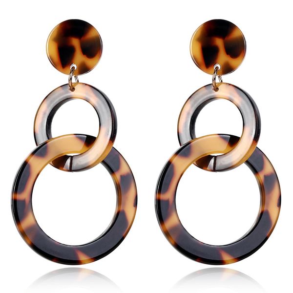 "Tillie" Tortoiseshell Interlocking Double-Hoop Statement Earrings