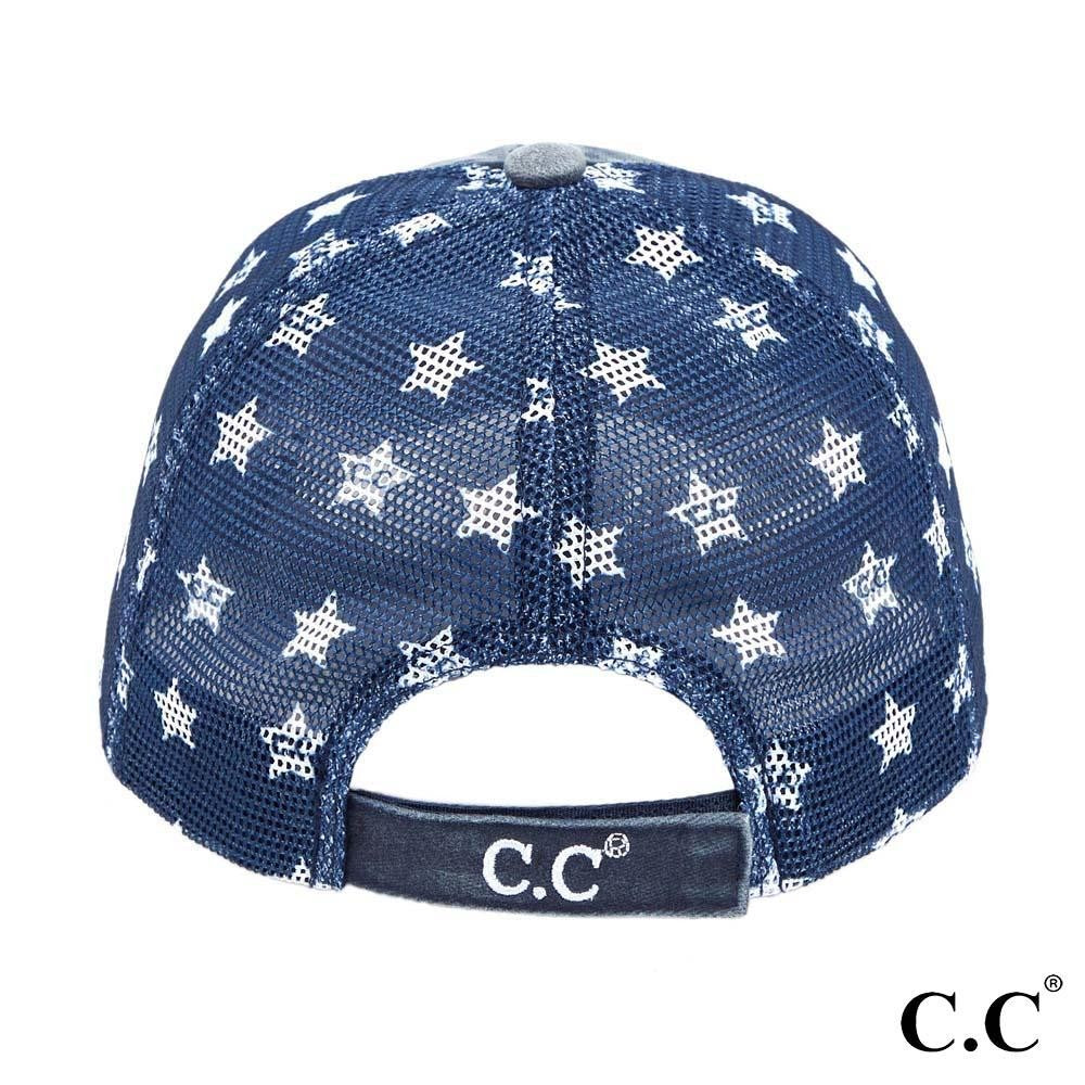 USA and Stars Distressed Baseball Cap