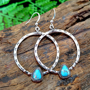 "Vintage West" Turquoise Hoop Statement Earrings