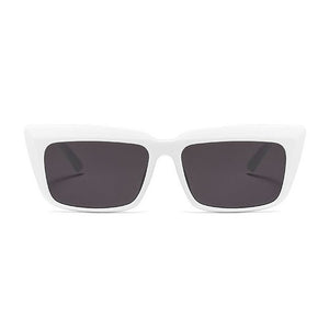 “Trinidee" Oversized Cat-Eye Flat Top Retro Fashion Sunglasses--White