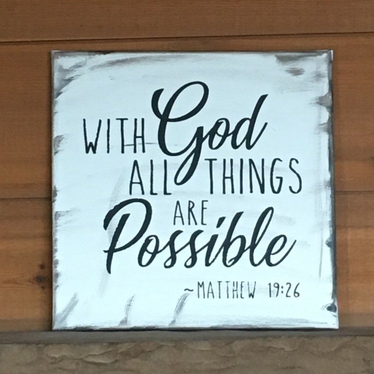 "With God All Things are Possible" Handcrafted Canvas Print 12" x 12"