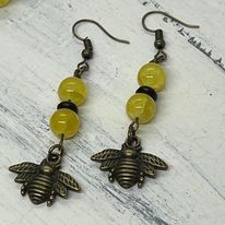 "Bee Blessed" Drop Statement Earrings--Handcrafted