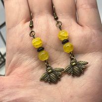 "Bee Blessed" Drop Statement Earrings--Handcrafted
