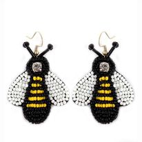 "Save the Bees" Seed Bead Statement Earrings, Handcrafted