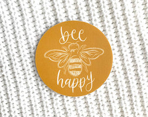 "Bee Happy" Watercolor Vinyl Sticker