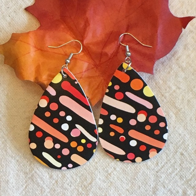 "Skyler" Boho Chic Painted Faux Leather Earrings