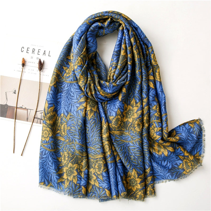 "Azuly Amarilla" Bohemian Floral Fashion Scarf
