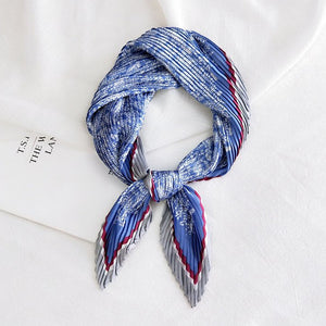 "Baby's Breath" Square Bandana Pleated Fashion Scarf--Blue