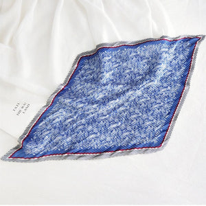 "Baby's Breath" Square Bandana Pleated Fashion Scarf--Blue