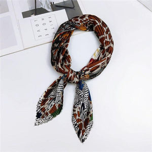 "Rhinestones" Multi-color Giraffe Print & Flowers Pleated Square Fashion Scarf