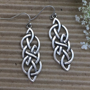 "Cara" Burnished Silvertone Celtic Knot Statement Earrings