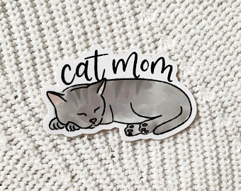 "Cat Mom" Watercolor Vinyl Sticker