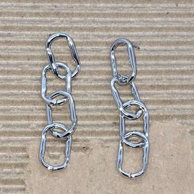 "Lisette" Antique Silvertone Hammered Metal Chain Link Statement Earrings