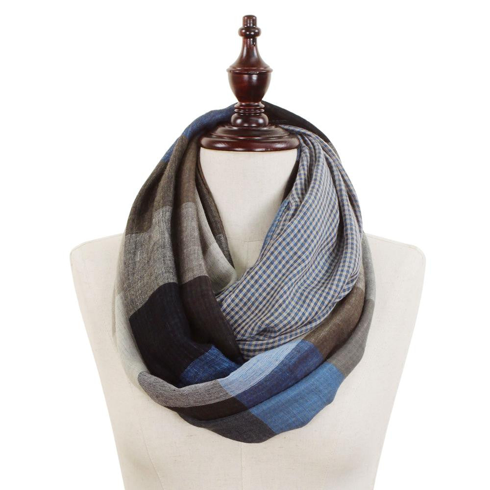 "Taylr" Colorblock Checkered Infinity Fashion Scarf