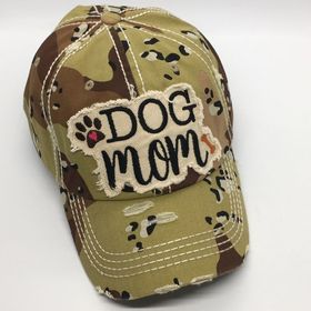 "Dog Mom" Embroidered Vintage Baseball Cap--Desert Camo