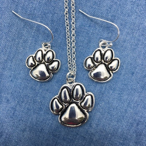 "Paw Prints on My Heart" Necklace & Matching Earrings
