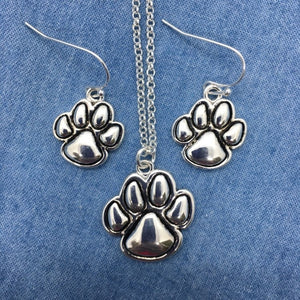 "Paw Prints on My Heart" Necklace & Matching Earrings