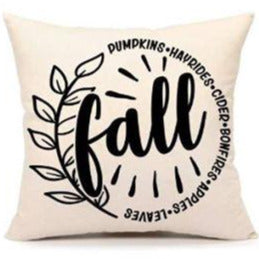 "FALL" Black & White Linen Throw Pillow Cover