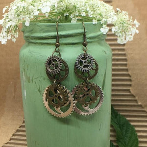 “Steampunk” Gear Boho Chic Earrings