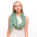 "Tiny Flowers" Lightweight Green Boho Chic Fashion Scarf