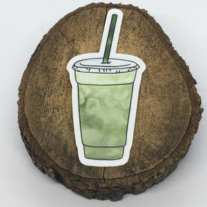 Iced Green Matcha Tea Latte Watercolor Vinyl Sticker